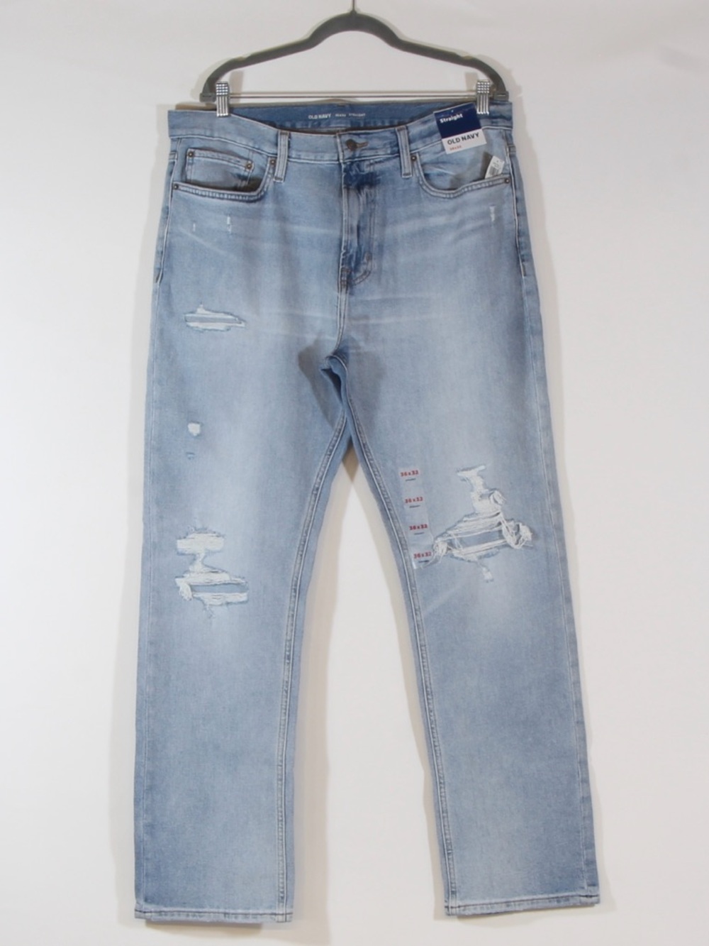 Old Navy Men's Light Wash Distressed Blue Straight Jeans NWT
